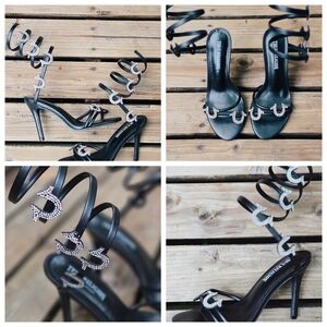 True Religion Black Heels with Sparkling Silver Details